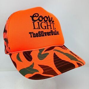 Vintage Coors Light Silver Bullet Trucker Hat Mesh Snapback Camo Cap
